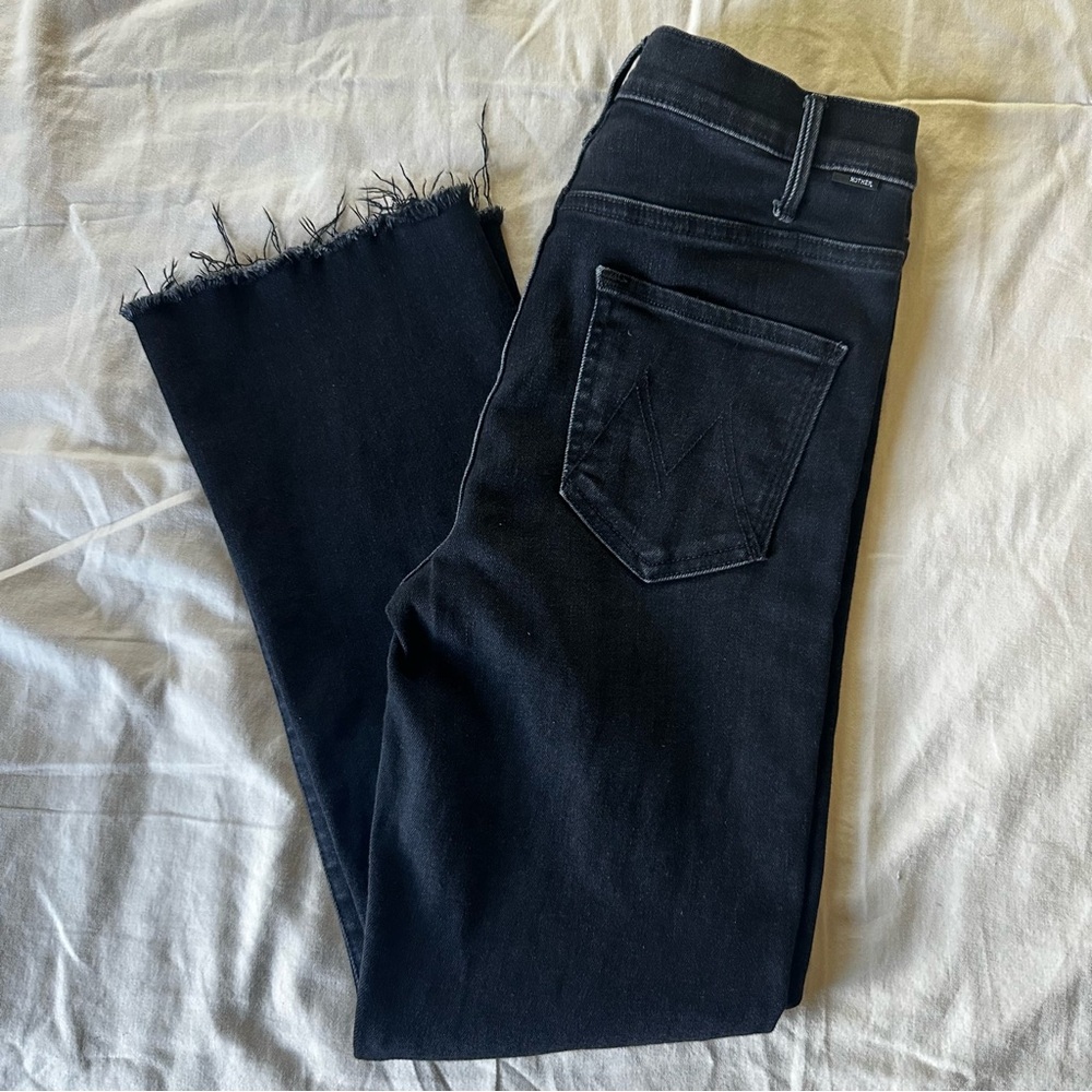 MOTHER The Hustler Ankle Fray Black Jeans - Encounters at Night size 29